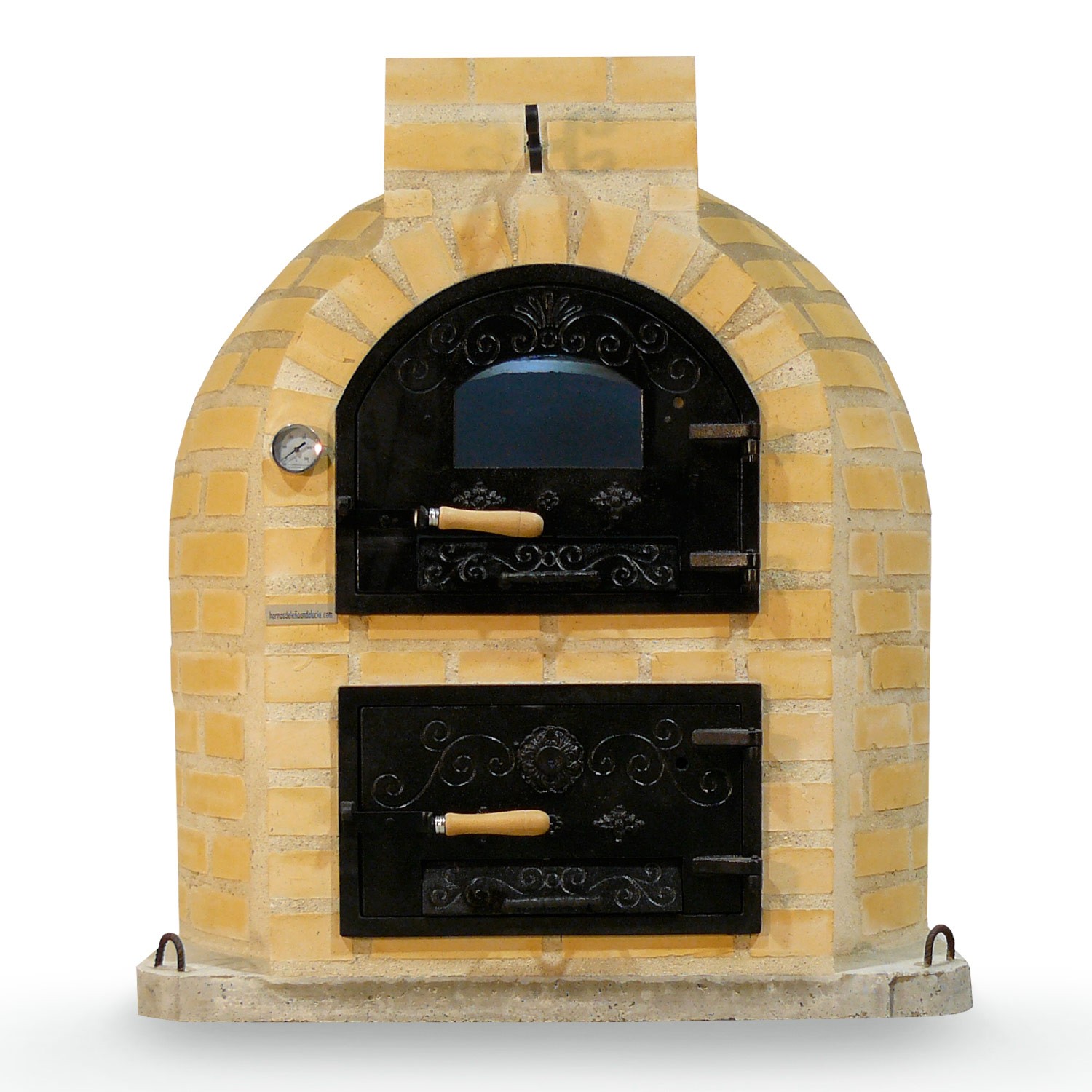 Horno de leña con hornilla con puerta de fundición \